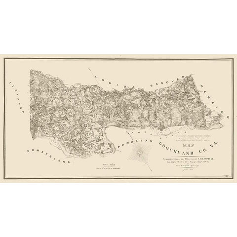 Goochland County Virginia - Cafsell 1863 Gold Ornate Wood Framed Art Print with Double Matting by Cafsell