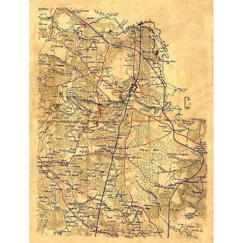 Hanover County Virginia - 1860 Black Modern Wood Framed Art Print with Double Matting by Unknown