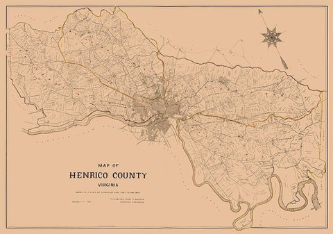 Henrico County Virginia - Crawford 1901 White Modern Wood Framed Art Print with Double Matting by Crawford