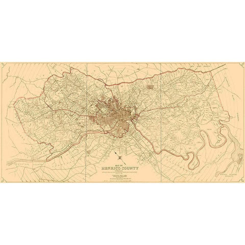 Henrico County Virginia - Crawford 1916 Black Modern Wood Framed Art Print with Double Matting by Crawford