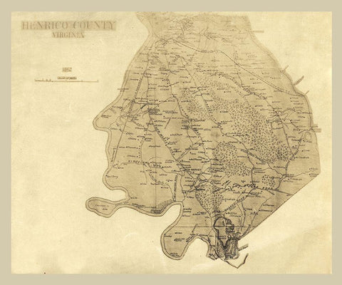 Henrico County Virginia - 1862 White Modern Wood Framed Art Print with Double Matting by Unknown