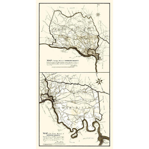 Henrico County Virginia - Hancock 1887 Gold Ornate Wood Framed Art Print with Double Matting by Hancock