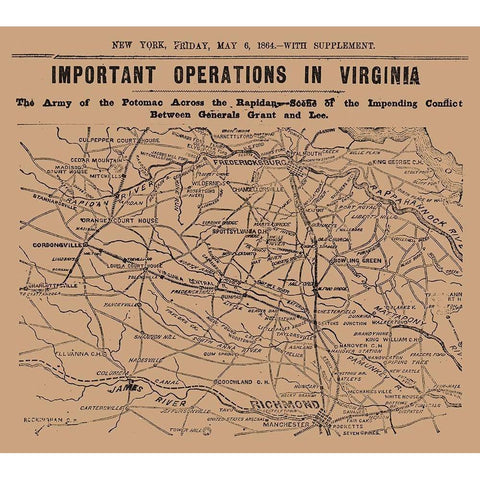 Important Operations Virginia - 1864 White Modern Wood Framed Art Print by Unknown
