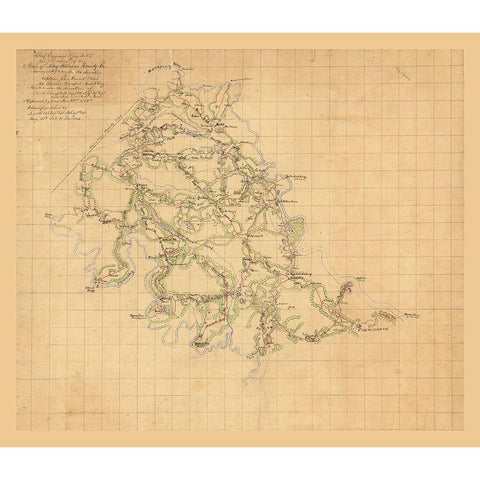 King William County Virginia - Hotchkiss 1863 Gold Ornate Wood Framed Art Print with Double Matting by Hotchkiss