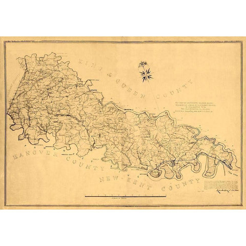 King William County Virginia - Gilmer 1865 Black Modern Wood Framed Art Print by Gilmer