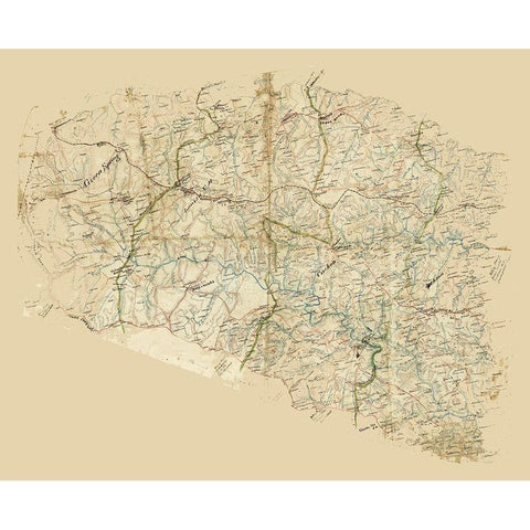 Louisa County Virginia - 1860 Black Modern Wood Framed Art Print with Double Matting by Unknown