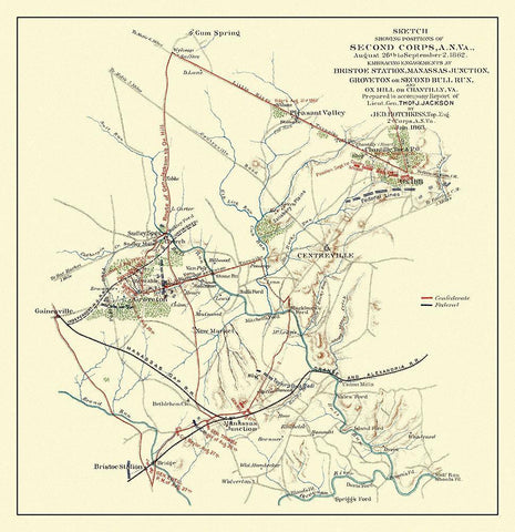Second Corps Bristoe Station Manassas Junction White Modern Wood Framed Art Print with Double Matting by Hotchkiss