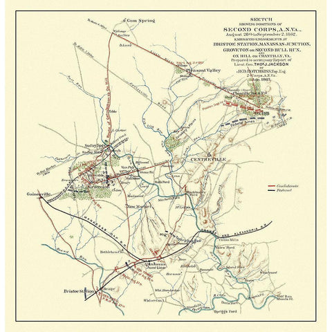 Second Corps Bristoe Station Manassas Junction Gold Ornate Wood Framed Art Print with Double Matting by Hotchkiss