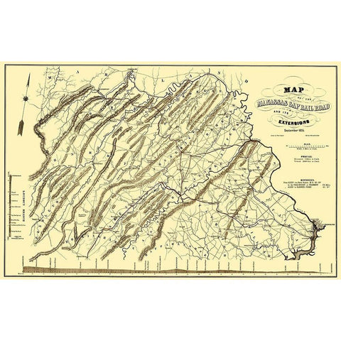 Manassas Gap Railroad - Hoen 1855 Gold Ornate Wood Framed Art Print with Double Matting by Hoen