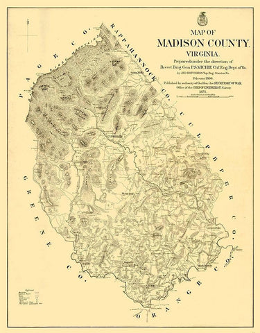 Madison County Virginia - Hotchkiss 1866 White Modern Wood Framed Art Print with Double Matting by Hotchkiss