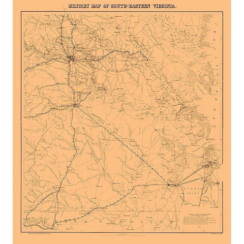Military Map South-Eastern Virginia - 1862 White Modern Wood Framed Art Print by Unknown