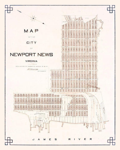 Newport News Virginia - Fitchett 1910 White Modern Wood Framed Art Print with Double Matting by Fitchett