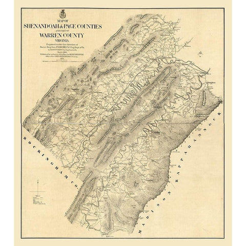 Page County Virginia - Michie 1875 Gold Ornate Wood Framed Art Print with Double Matting by Michie