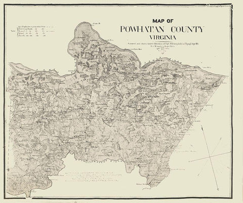 Powhatan County Virginia - Campbell 1864 White Modern Wood Framed Art Print with Double Matting by Cambell
