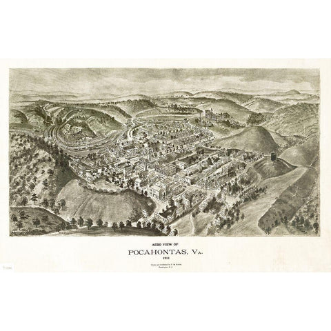 Pocahontas Virginia - Fowler 1911 White Modern Wood Framed Art Print by Fowler