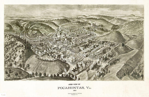 Pocahontas Virginia - Fowler 1911 White Modern Wood Framed Art Print with Double Matting by Fowler