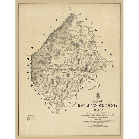 Rappahannock County Virginia - Michie 1866 White Modern Wood Framed Art Print by Michie