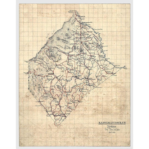 Rappahannock County Virginia - Michie 1863 Gold Ornate Wood Framed Art Print with Double Matting by Michie
