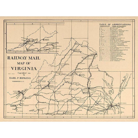 Railway Mail Virginia - Hopkins 1910 White Modern Wood Framed Art Print by Hopkins