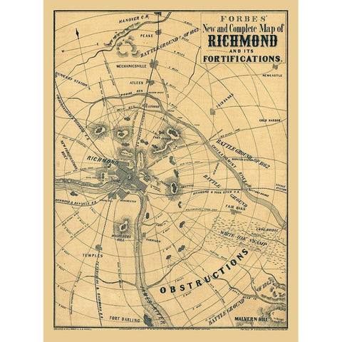 Richmond Virginia - Forbes 1864 White Modern Wood Framed Art Print by Forbes