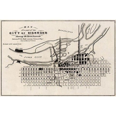 Richmond Virginia - Ludwig 1865 Gold Ornate Wood Framed Art Print with Double Matting by Ludwig