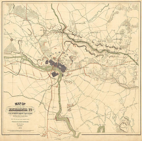 Richmond Virginia - Shell 1864 Black Ornate Wood Framed Art Print with Double Matting by Shell