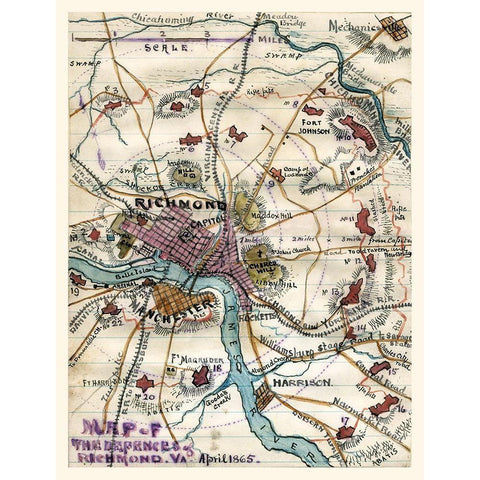 Richmond Virginia - 1865 White Modern Wood Framed Art Print by Unknown
