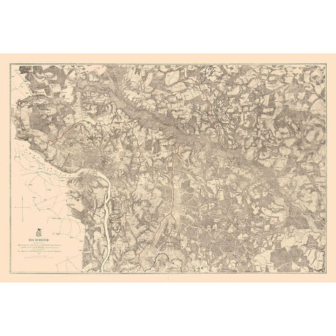 Richmond County Virginia - Michie 1867 Black Modern Wood Framed Art Print with Double Matting by Michie