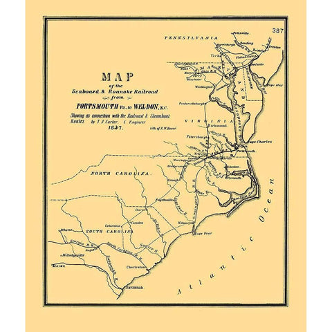 Seaboard and Roanoke Railroad - Bouve 1847 Black Modern Wood Framed Art Print with Double Matting by Bouve