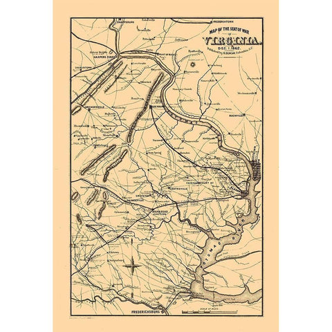 Seat of War Virginia - Duncan 1862 Black Modern Wood Framed Art Print with Double Matting by Duncan