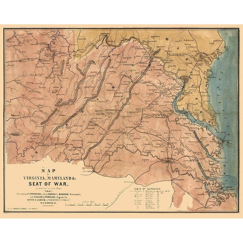 Seat of War Virginia - Ludwig 1861 White Modern Wood Framed Art Print by Ludwig