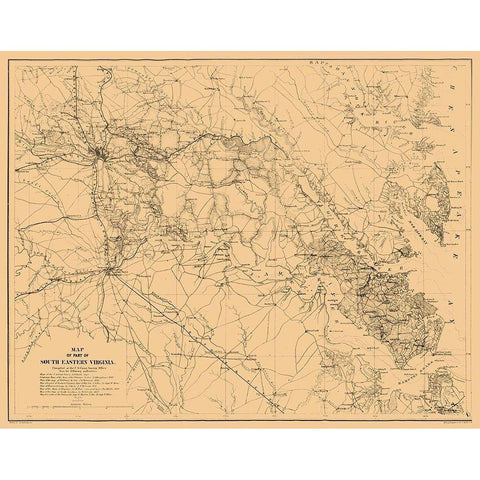 South Eastern Virginia - Cooke 1862 Black Modern Wood Framed Art Print by Cooke
