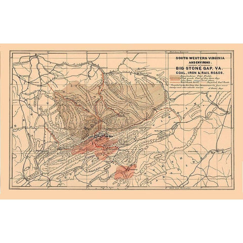 South Western Virginia - Nader 1892 Black Modern Wood Framed Art Print with Double Matting by Nader