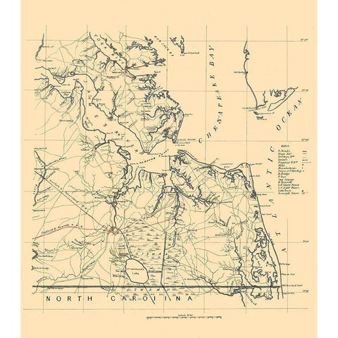 Southeastern Virginia 1862 White Modern Wood Framed Art Print by Unknown
