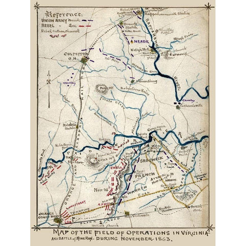 State of Operations Virginia - 1863 White Modern Wood Framed Art Print by Unknown
