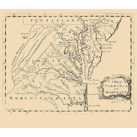 Virginia Maryland - Gavin 1767 Black Modern Wood Framed Art Print with Double Matting by Gavin