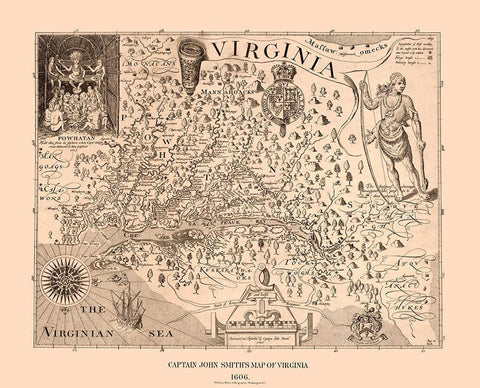 Virginia - 1900 White Modern Wood Framed Art Print with Double Matting by Unknown