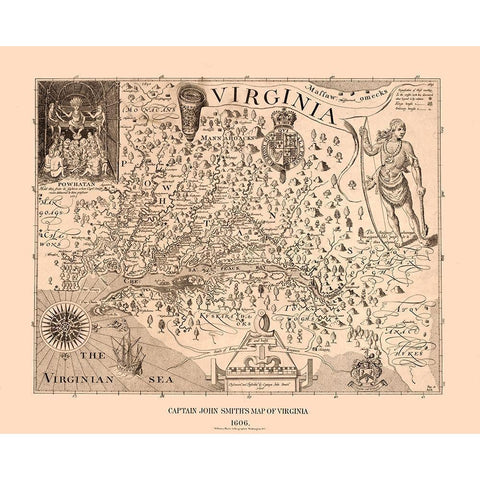 Virginia - 1900 Gold Ornate Wood Framed Art Print with Double Matting by Unknown