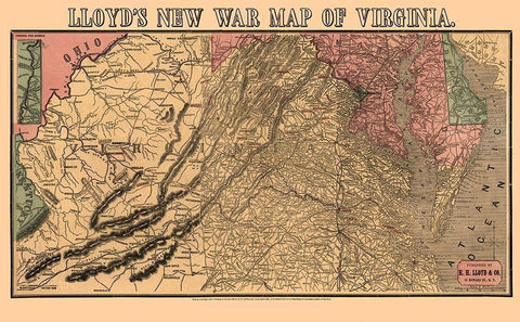Virginia - Lloyd 1862 White Modern Wood Framed Art Print with Double Matting by Lloyd