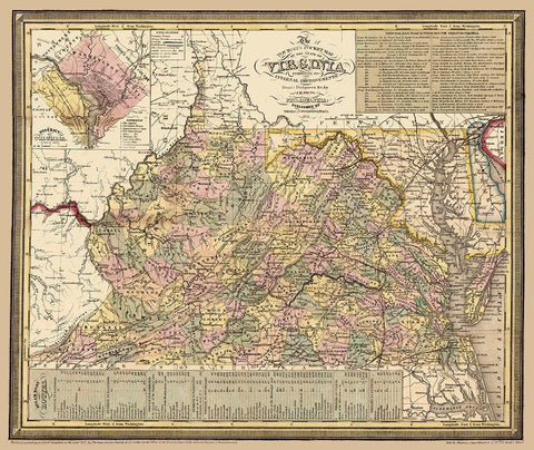 Virginia - Cowperthwait 1853 Black Ornate Wood Framed Art Print with Double Matting by Cowperthwait