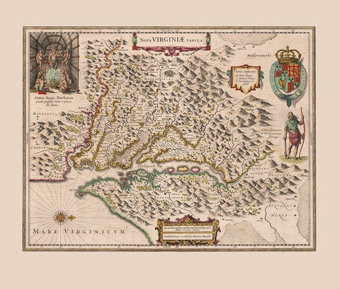 Virginia - 1644 White Modern Wood Framed Art Print with Double Matting by Unknown