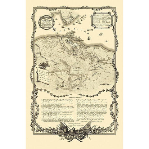 Yorktown Virginia - Tanner 1825 Gold Ornate Wood Framed Art Print with Double Matting by Tanner