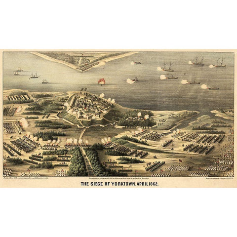 Yorktown Virginia - Worest 1862 Black Modern Wood Framed Art Print with Double Matting by Worest