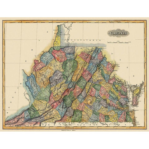 Virginia - Lucas 1823 Black Modern Wood Framed Art Print with Double Matting by Lucas