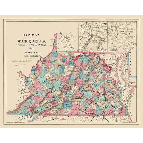 Virginia, West Virginia - Hoyer 1861 Black Modern Wood Framed Art Print by Hoyer