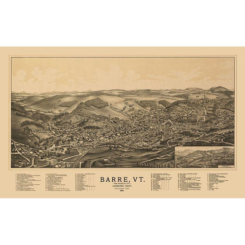 Barre Vermont - Norris 1891 White Modern Wood Framed Art Print by Norris