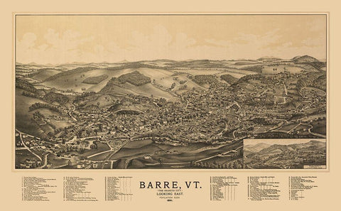 Barre Vermont - Norris 1891 White Modern Wood Framed Art Print with Double Matting by Norris