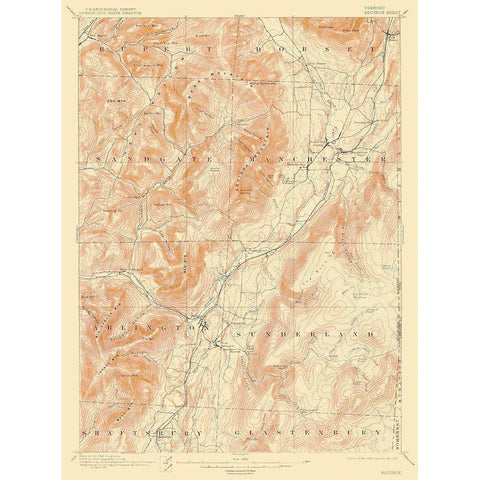 Equinox Vermont Quad - USGS 1900 Black Modern Wood Framed Art Print with Double Matting by USGS