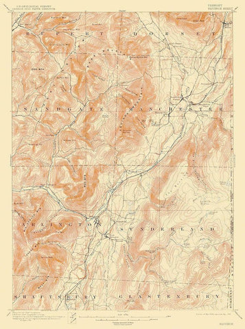 Equinox Vermont Quad - USGS 1900 White Modern Wood Framed Art Print with Double Matting by USGS