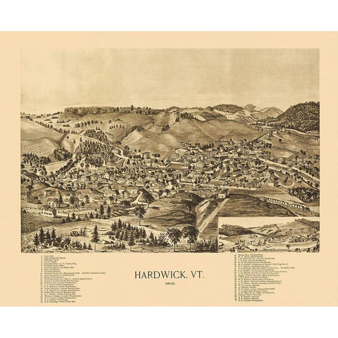 Hardwick Vermont - Norris 1892 White Modern Wood Framed Art Print by Norris
